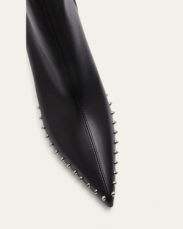 Vidura Spike Red Sole Leather Booties - Image 4