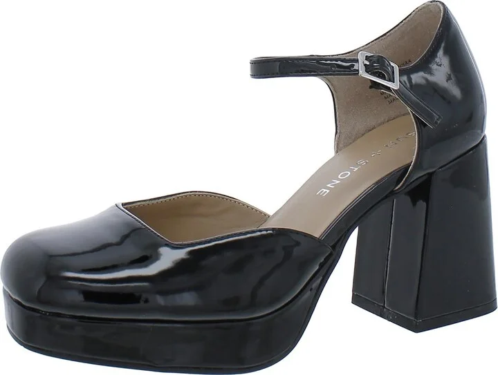 Viennaa Womens Patent Square Toe Mary Jane Heels