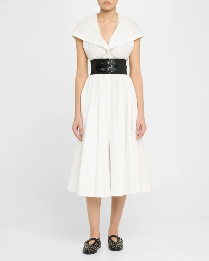 Vienne Buckle Eyelet & Laser-Cut Leather Ballet Flats - Image 2
