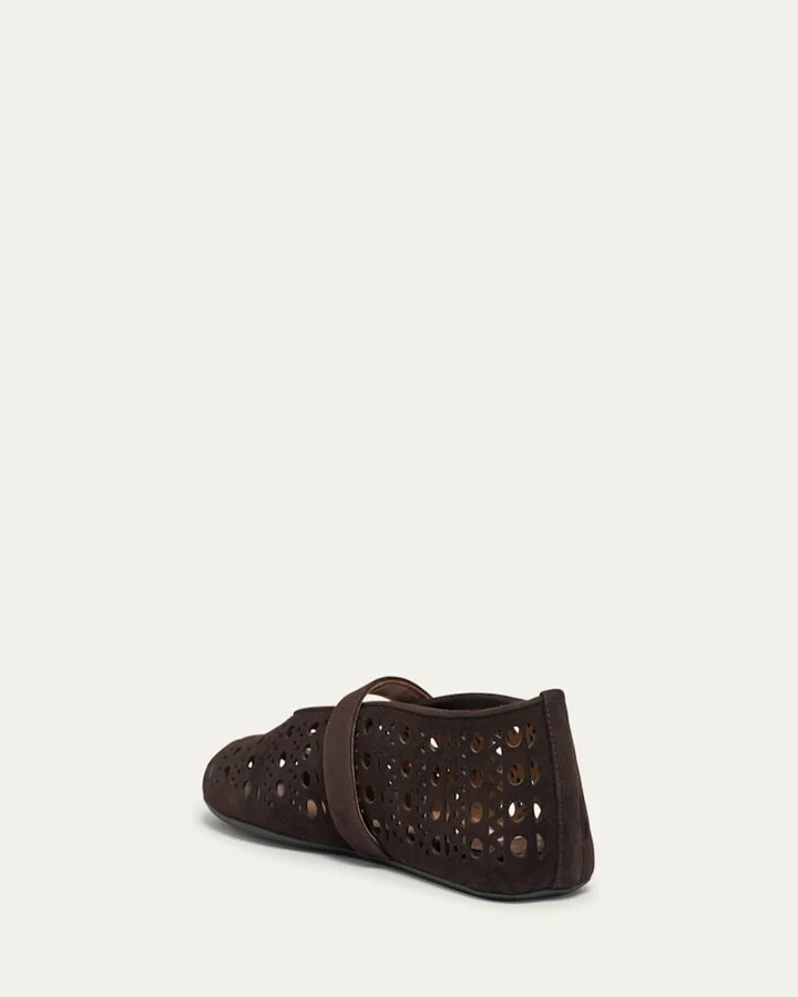 Vienne Perforated Suede Buckle Ballerina Flats - Image 4