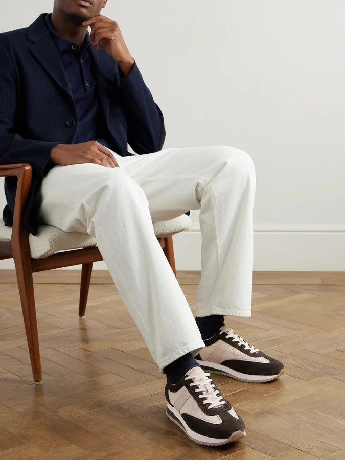 Vignola Shell and Leather-Trimmed Suede Sneakers - Image 2