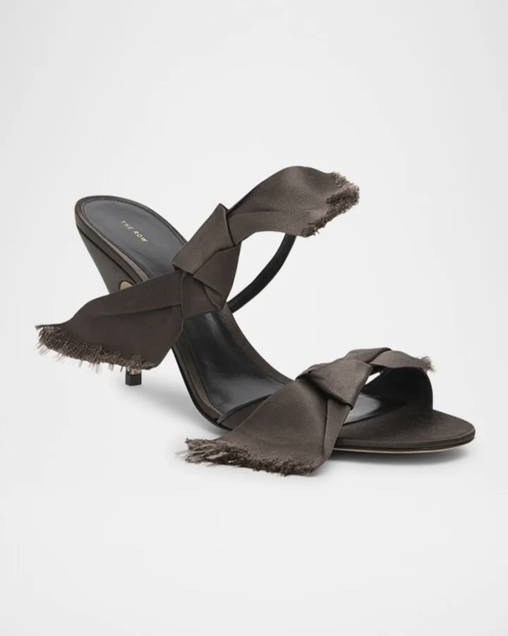Vika Silk Knot Slide Sandals - Image 3