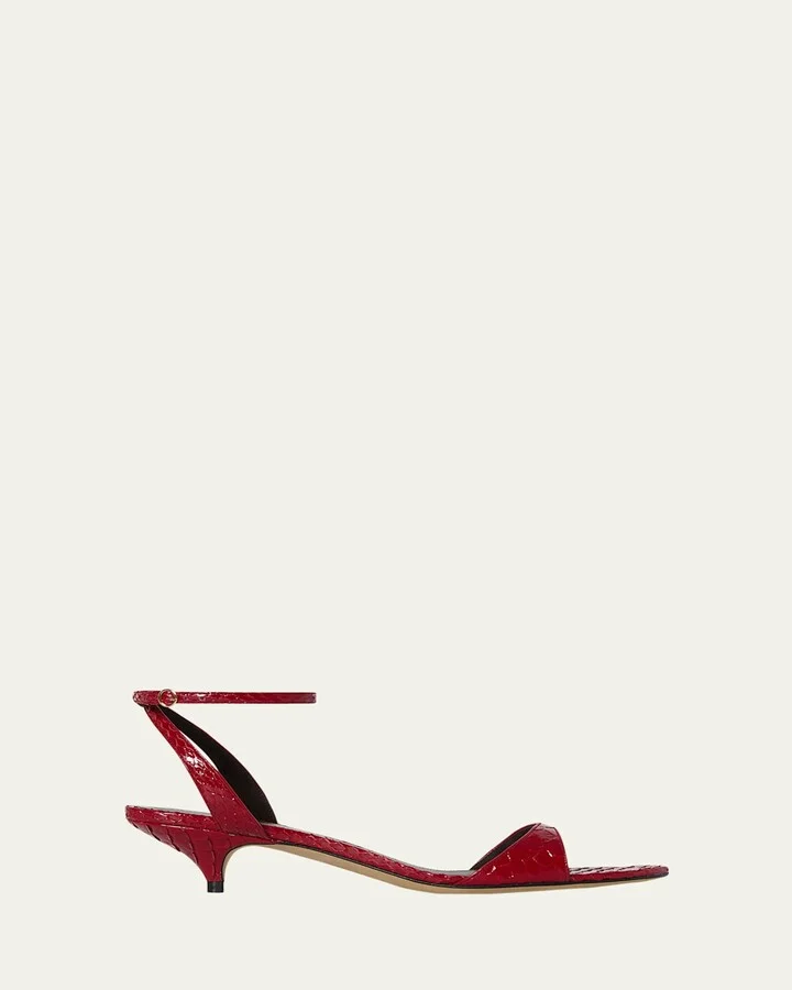 Vika Snakeskin Ankle-Strap Sandals