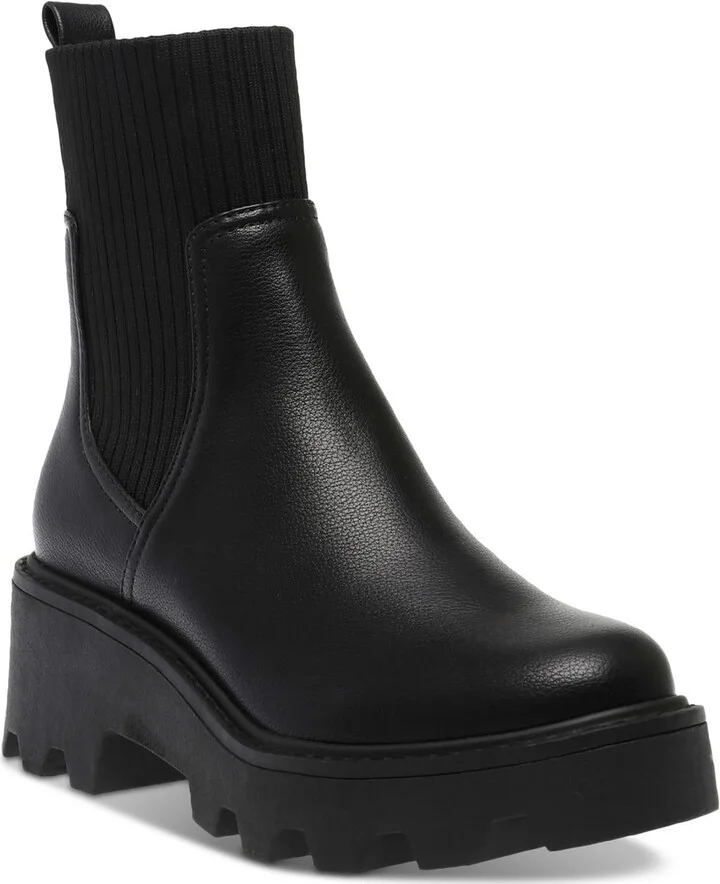 Villa Womens Solid Manmade Motorcycle Boots