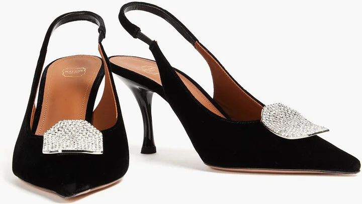 Vilma 70 embellished velvet slingback pumps - Image 2