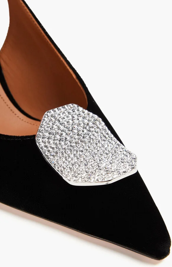 Vilma 70 embellished velvet slingback pumps - Image 4