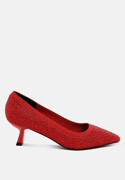 Vimto Breathable Flyknit Rhinestone Pumps Women