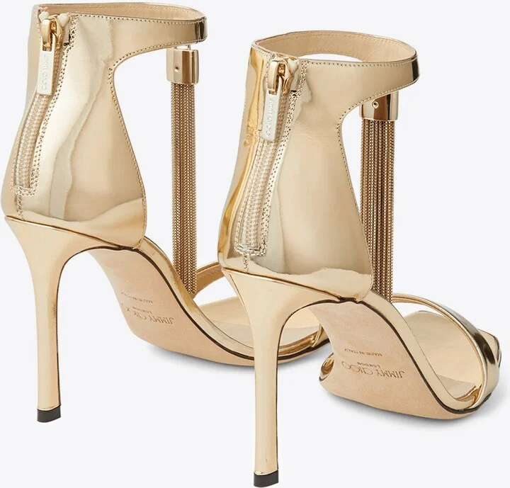 Vinca 95 Metal Fringe Sandals in Metallic Leather - Image 2