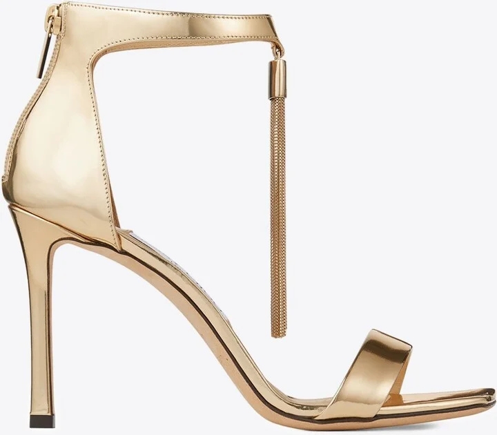 Vinca 95 Metal Fringe Sandals in Metallic Leather