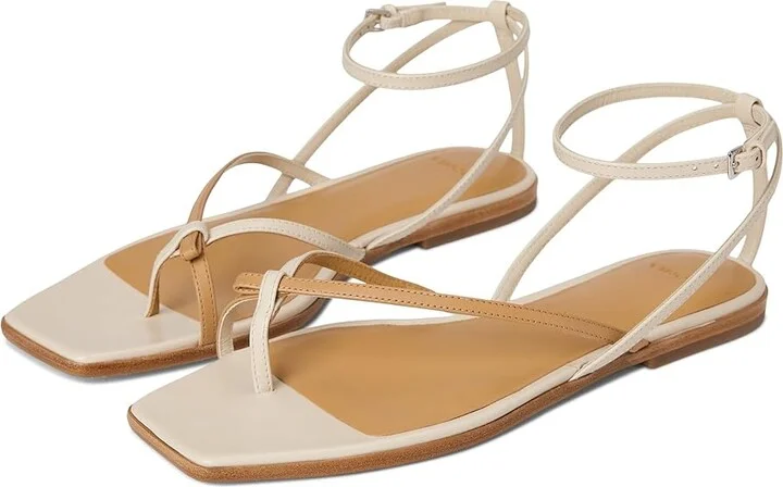 Vince Ali Thong Sandals Women's Wedge Shoes Light Sable/Moonlight Leather : 8 M
