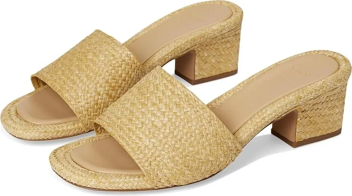 Vince Ariana Raffia Slide Sandals Women's Wedge Shoes Toasted Wheat Raffia : 8.5 M