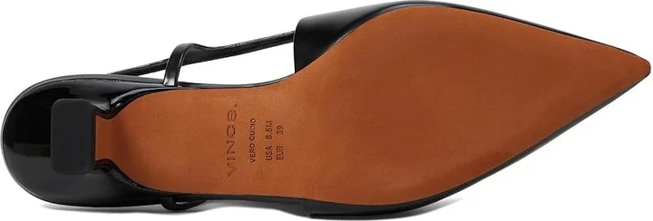 Vince Bianca Pointed Toe Kitten Heel Slingback High Women's Heels Black Leather : 8 M - Image 3