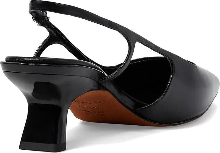 Vince Bianca Pointed Toe Kitten Heel Slingback High Women's Heels Black Leather : 8 M - Image 4
