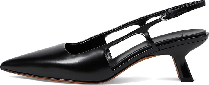 Vince Bianca Pointed Toe Kitten Heel Slingback High Women's Heels Black Leather : 8 M - Image 5