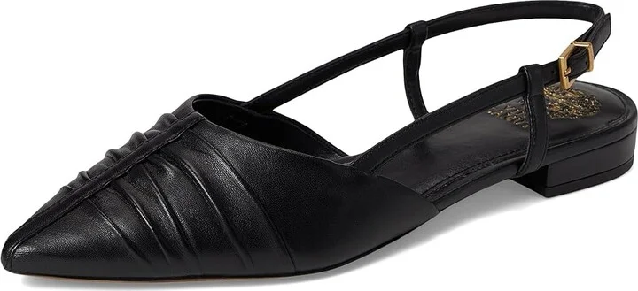 Vince Camuto Agnes Bunched Toe Slingback Flat Mules Women's Shoes Black : 6.5 M, Leather - Image 5