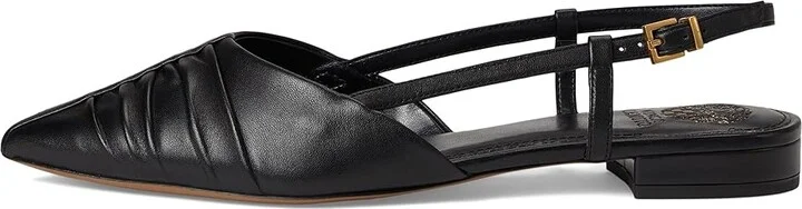 Vince Camuto Agnes Bunched Toe Slingback Flat Mules Women's Shoes Black : 6.5 M, Leather - Image 6