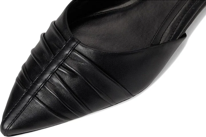 Vince Camuto Agnes Bunched Toe Slingback Flat Mules Women's Shoes Black : 6.5 M, Leather - Image 7