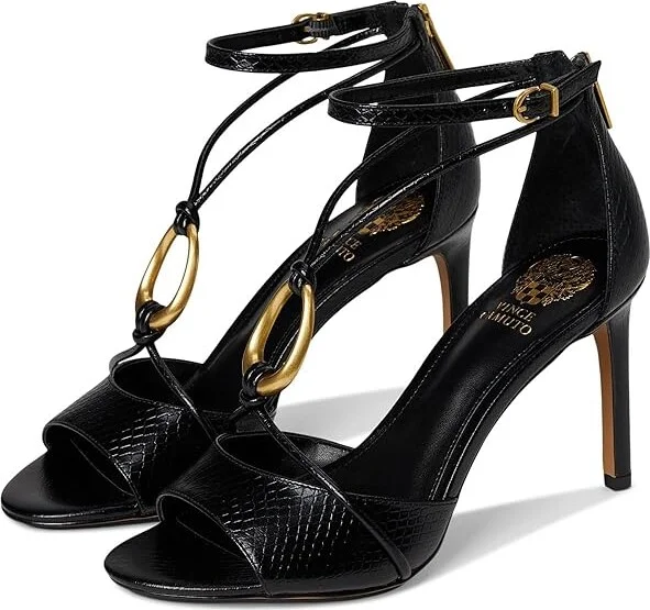 Vince Camuto Alinna O-Ring Strappy High Heel Sandals Women's Sandals Black : 8 M, Leather