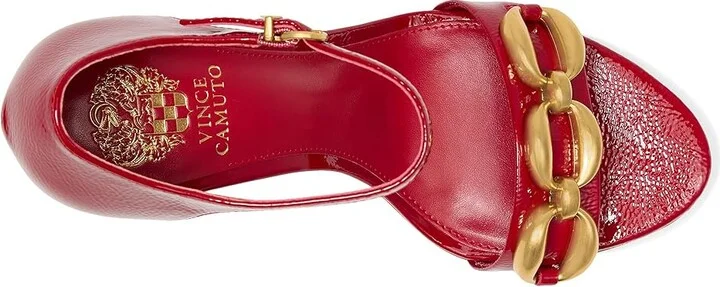 Vince Camuto Aurelia Chain Link High Heel Sandals Women's Dress Sandals Flame : 5.5 M, Leather - Image 2