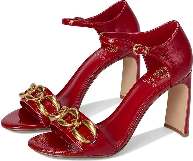 Vince Camuto Aurelia Chain Link High Heel Sandals Women's Dress Sandals Flame : 5.5 M, Leather