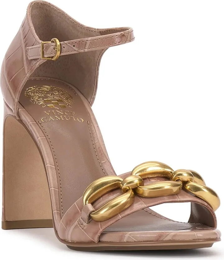 Taupe Croc Print Leather