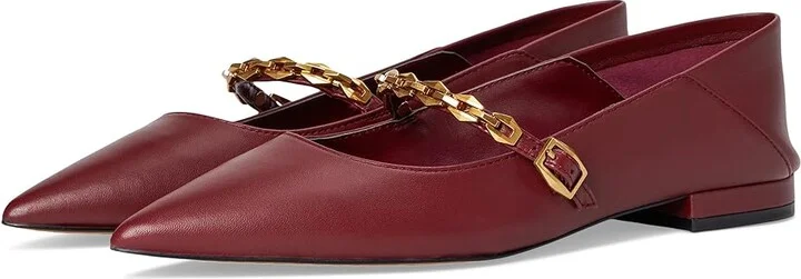 Vince Camuto Aylin Chain-Link Ballet Flat Women's Flat Shoes Chianti : 7.5 M, Leather