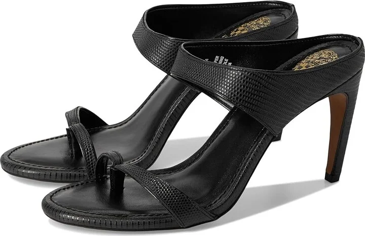 Vince Camuto Brisa Toe Loop High Heel Mule Sandals Women's Sandals Black : 8.5 M, Leather