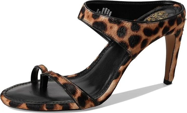 Vince Camuto Brisa Toe Loop High Heel Mule Sandals Women's Sandals Tan Multi/Black : 5.5 M, Leather - Image 5