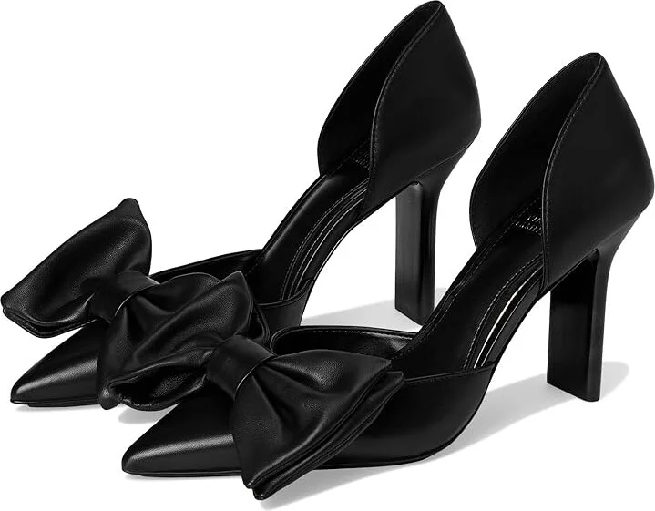 Vince Camuto Burke Bow Detail Dress Pump High Women's Heels Black : 9.5 M, Leather