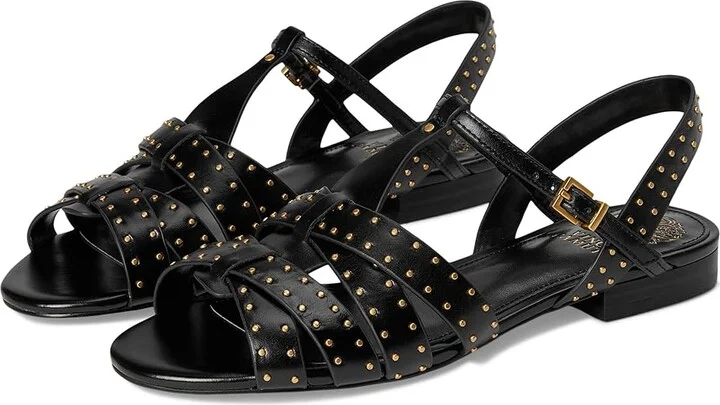 Vince Camuto Chaya Studded Gladiator Flat Sandals Women's Sandals Black : 7 M, Leather