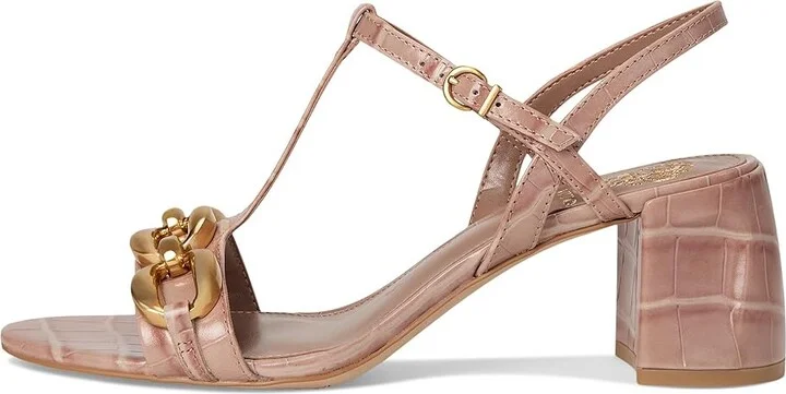 Vince Camuto Chirie Chain Link Block Heel Sandals Women's Dress Sandals Chai Latte : 7 M, Leather - Image 6