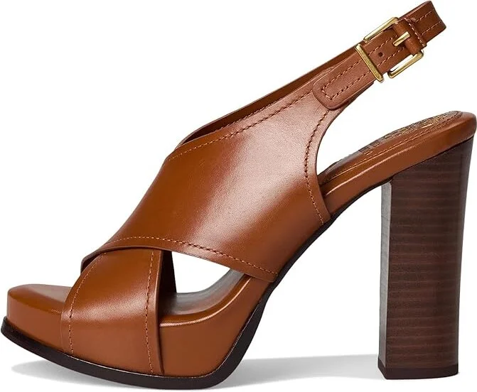Vince Camuto Chlea Criss Cross High Heel Platform Sandal Women's Sandals Caramello : 10 M, Leather/Rubber - Image 6