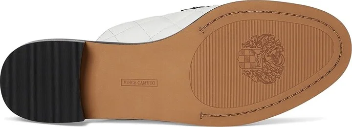 Vince Camuto Cobby Quilted Slip-On Mule Women's Dress Flat Shoes Bianco/Black : 9.5 M, Leather - Image 3