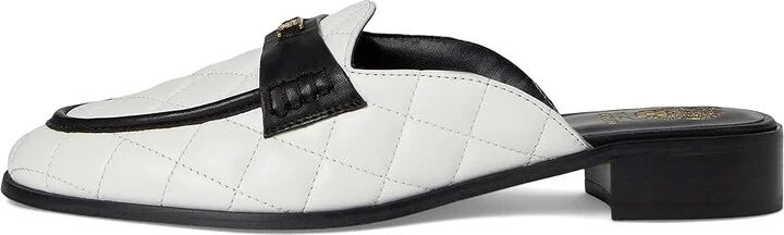 Vince Camuto Cobby Quilted Slip-On Mule Women's Dress Flat Shoes Bianco/Black : 9.5 M, Leather - Image 6