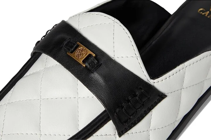 Vince Camuto Cobby Quilted Slip-On Mule Women's Dress Flat Shoes Bianco/Black : 9.5 M, Leather - Image 7