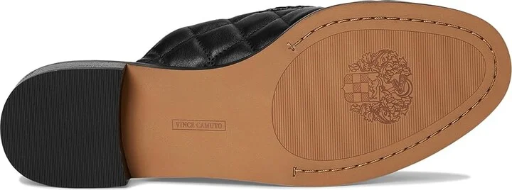 Vince Camuto Cobby Quilted Slip-On Mule Women's Dress Flat Shoes Bianco/Black : 9.5 M, Leather - Image 9