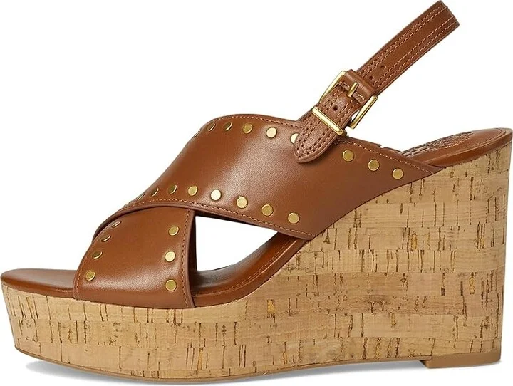 Vince Camuto Ellna Cross-band Wedge Sandals Women's Sandals Caramello : 11 M, Leather - Image 6