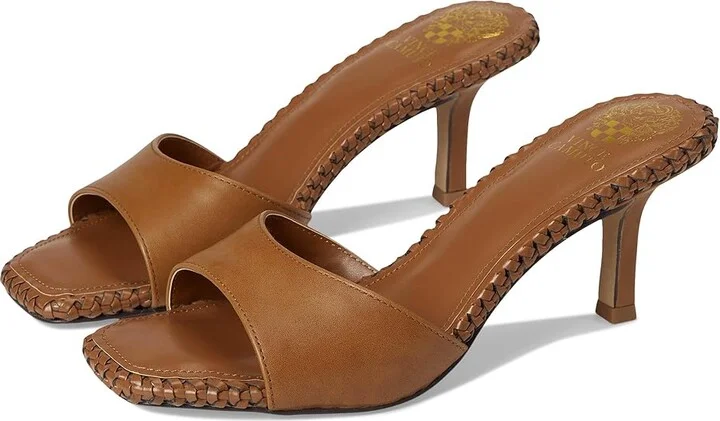Vince Camuto Emmla Stitched Mule Sandals Women's Sandals Caramello : 6 M, Leather