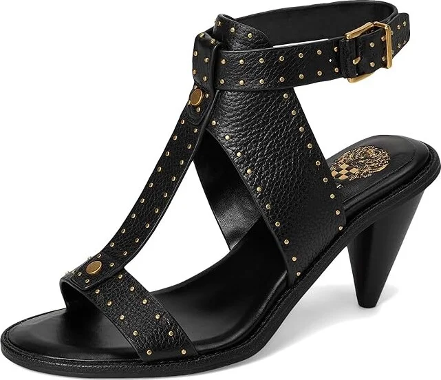Vince Camuto Faunie Studded Cone Heel Sandals Women's Dress Sandals Black : 10 M, Leather - Image 5