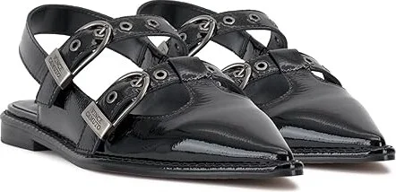 Vince Camuto Faye Women's Flat Shoes Black : 9 M, Leather/Polyester/Rubber