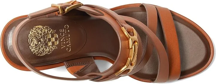Vince Camuto Frena Banded Buckle High Heel Sandals Women's Sandals Caramello : 7.5 M, Leather - Image 2