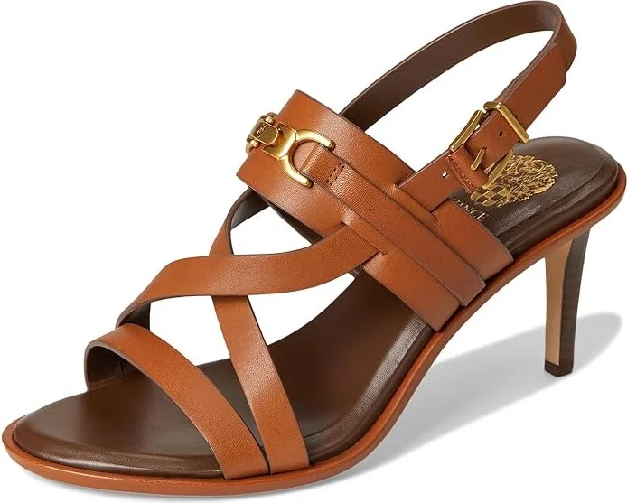 Vince Camuto Frena Banded Buckle High Heel Sandals Women's Sandals Caramello : 7.5 M, Leather - Image 5