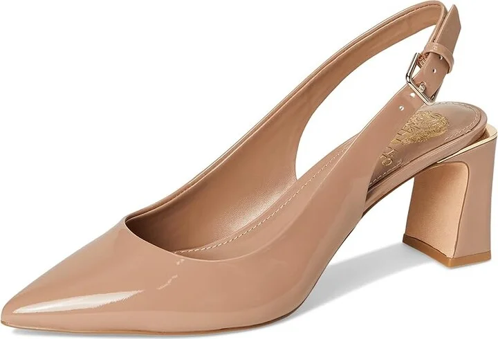 Vince Camuto Hamden Buckle Slingback Pump High Women's Heels Chai Latte : 8.5 M, Leather/Rubber - Image 5