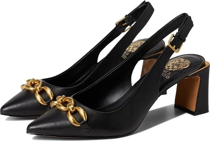 Vince Camuto Hamden Chain Link Slingback Pumps Women's Shoes Black : 10 M, Leather
