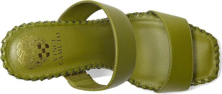 Vince Camuto Kaden Stitched Block Heel Mule Sandals Women's Sandals Lizard Green : 7.5 M, Leather - Image 2