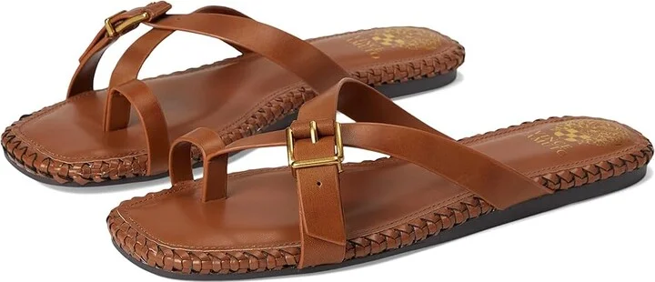 Vince Camuto Kellon Toe Loop Flat Sandals Women's Sandals Caramello : 7.5 M, Leather