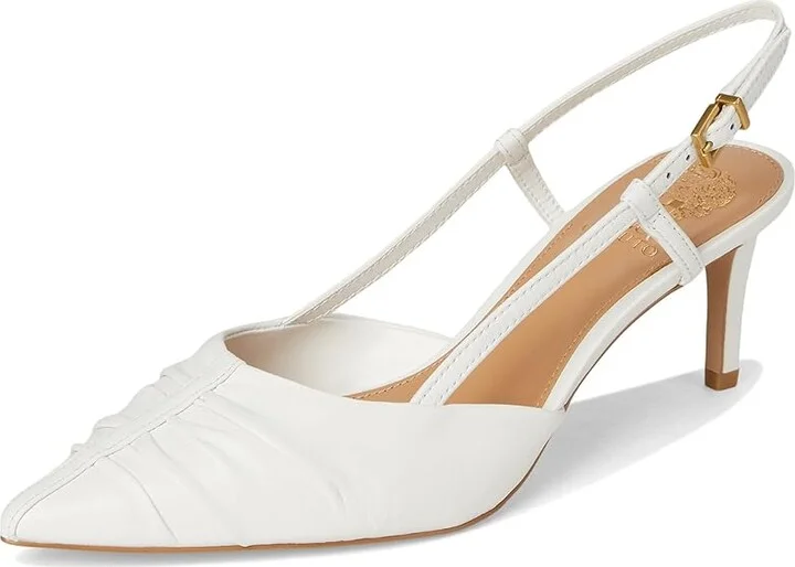 Vince Camuto Kelten Bunched Toe Slingback Pumps High Women's Heels Bianco : 10 M, Leather/Rubber - Image 5