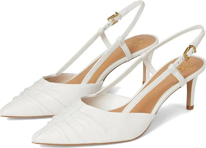 Vince Camuto Kelten Bunched Toe Slingback Pumps High Women's Heels Bianco : 10 M, Leather/Rubber