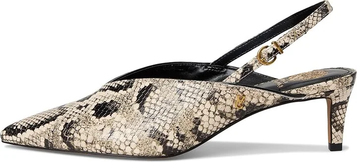 Vince Camuto Kylien Slingback Kitten Heel Pumps Women's Shoes Black/Cream/Black : 7.5 M, Leather/Suede - Image 6