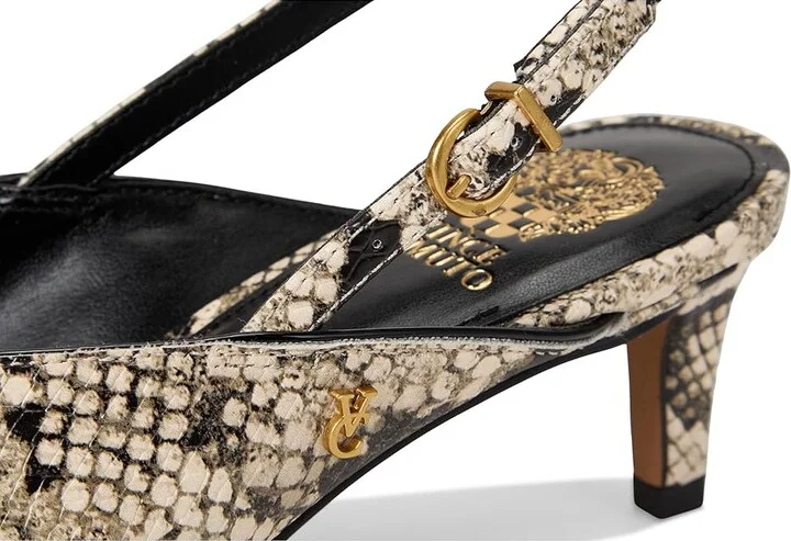 Vince Camuto Kylien Slingback Kitten Heel Pumps Women's Shoes Black/Cream/Black : 7.5 M, Leather/Suede - Image 7